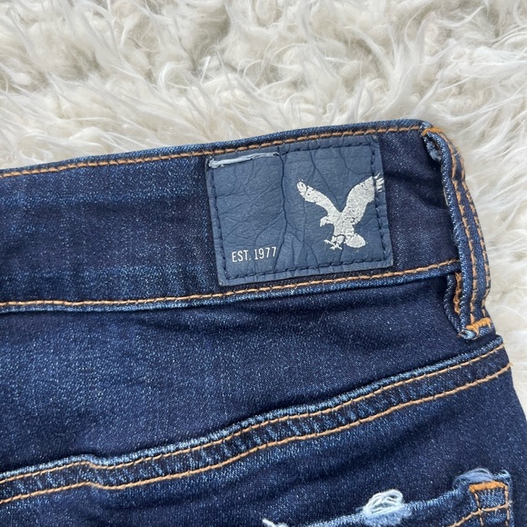 American‎ Eagle Outfitters Hi Rise Denim Shorts Blue Distressed Hem Size 0 EUC - Picture 3 of 6